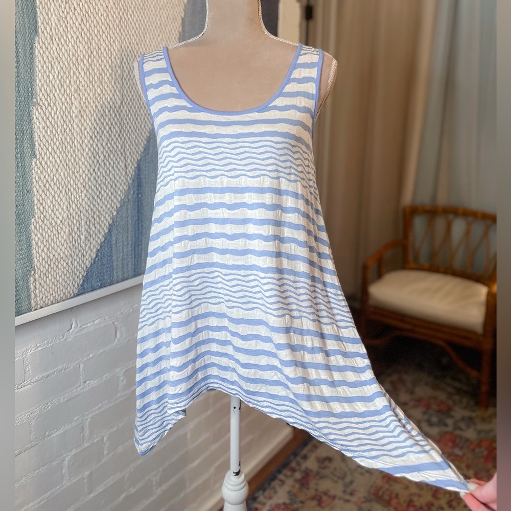 Cable & Gauge Blue and White Striped Tank Top